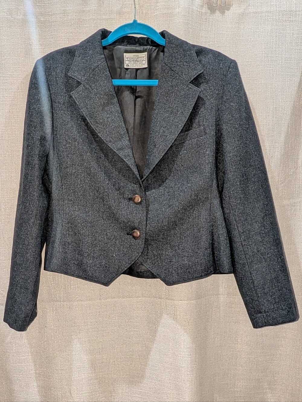 Pendleton Charcoal Gray Cropped Wool Blazer Size 12